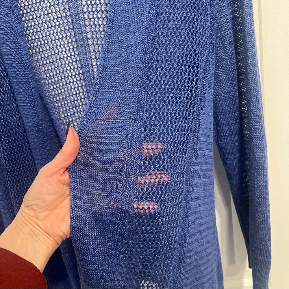 Alfani Women's Blue Open-Front Mixed Stitch Sweater. Size‎ Medium. - Picture 10 of 13
